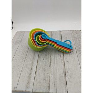 Multicolor Measuring Cup Spoon Set Easy Read, Lightweight Plastic 8-piece